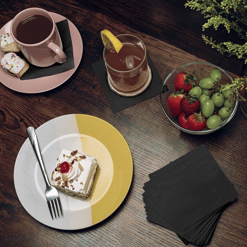 1100 Pack Cocktail Napkins Paper - Quality 3-Ply Black Beverage Napkins - Restaurant, Event, Bar Napkins - Perfect Size Dessert Napkin - Party Napkin Bulk - Elegant Wedding Napkins Disposable