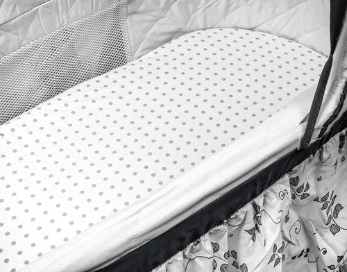 Bassinet Sheet Set 2 Pack - Baby Bassinet Sheets with 100% Jersey Cotton - Bassinet Sheets for Baby Girl and Boy, Newborn Essentials (Grey Chevron and Polka Dot)