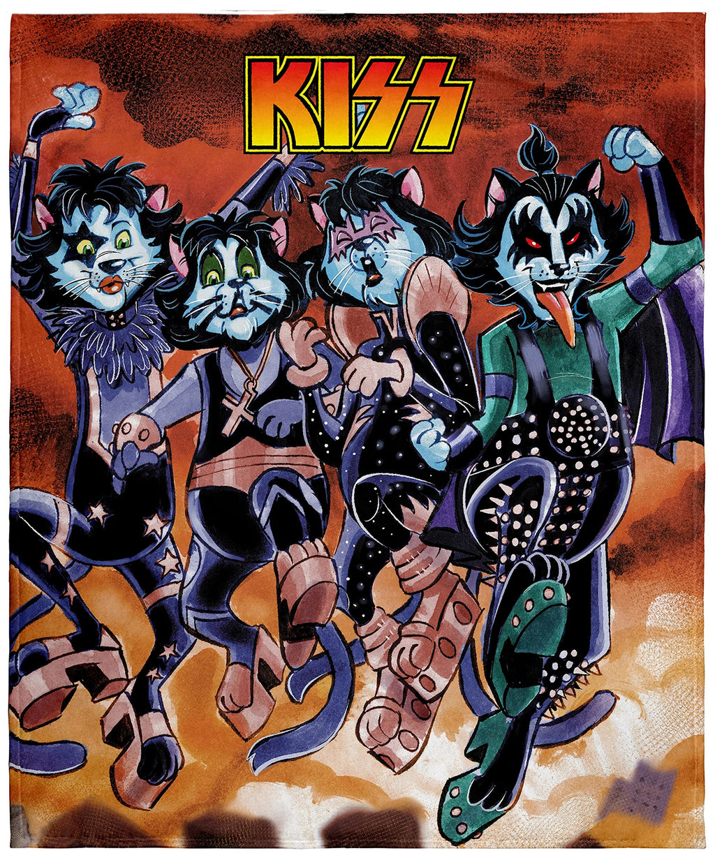 KISS Blanket KISS Destroyer Kitty Cats Music Band Super Soft Fleece Throw Blanket 48" x 60" (122cm x152cm)
