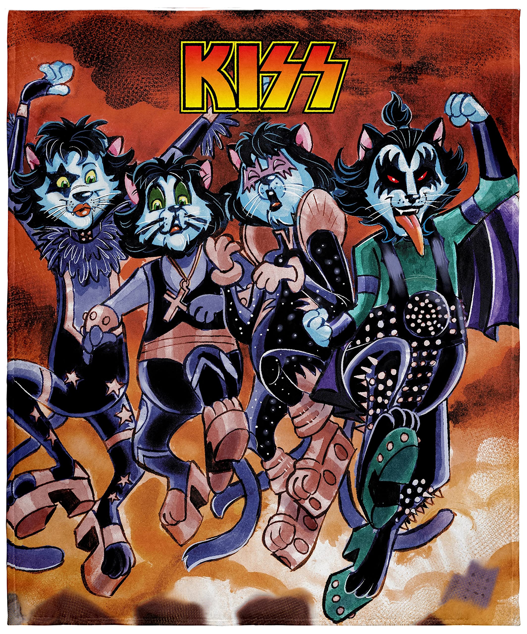 KISS Blanket KISS Destroyer Kitty Cats Music Band Super Soft Fleece Throw Blanket 48" x 60" (122cm x152cm)