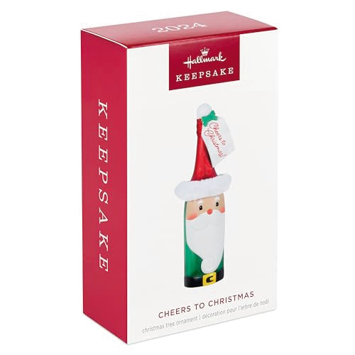 Hallmark Keepsake 2024 Cheers to Christmas Ornament – Wine Bottle Santa