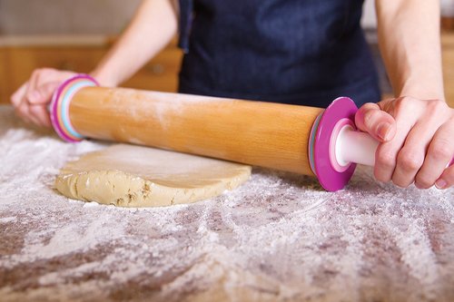Bakelicious Adjustable Baking Rolling Pin, Wood and Nylon, 12-Inch Barrel