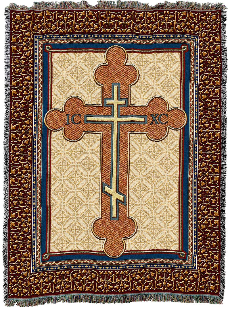Pure Country Weavers Orthodox Cross Blanket - Religious Gift Tapestry Throw Woven from Cotton - Made in The USA (72x54)
