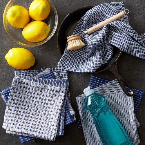 DII Ultra Absorbent, Everyday Cotton Kitchen Towels, Dishcloth Set, Assorted Indigo, 10 Piece