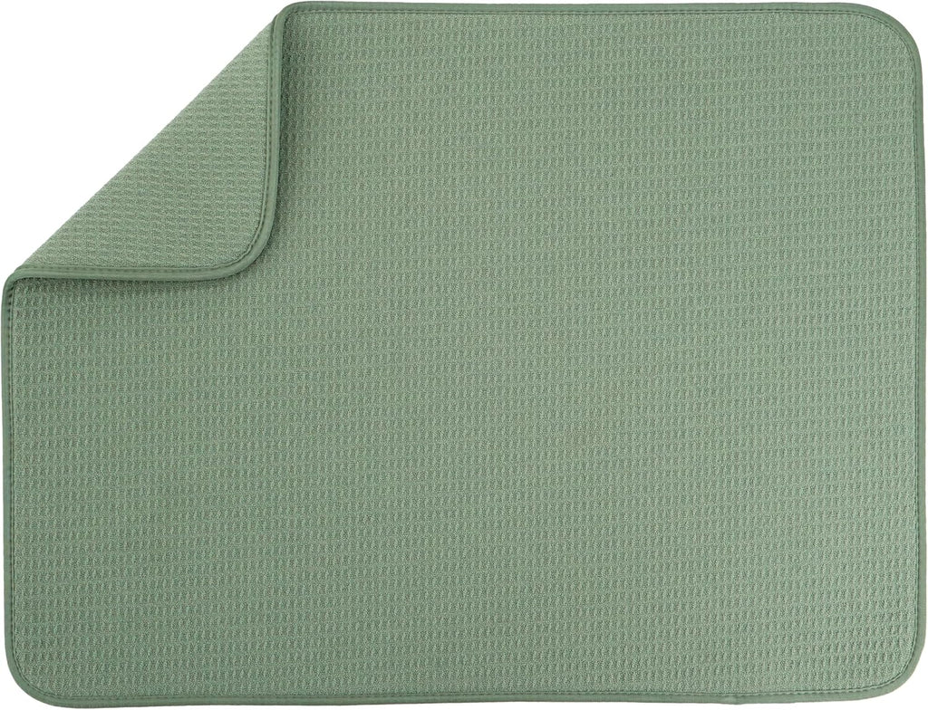 S&T INC. XL Dish Drying Mat - Absorbent Microfiber Kitchen Counter Pad, 18” x 24”, Sage Green