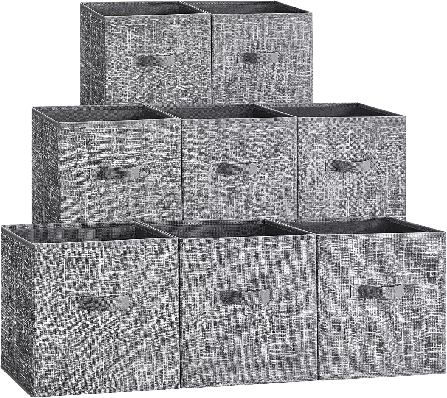 SONGMICS Storage Cubes - Foldable Non-Woven Fabric Bins with Double Handles | Set of 8, Cattail Gray, 10.2 x 10.2 x 11 Inches