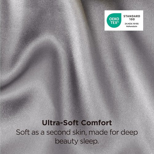 Bedsure Satin Pillowcase - Luxurious Silk-Like Comfort | Standard Size Dark Grey, 20x26 Inches, 2-Pack