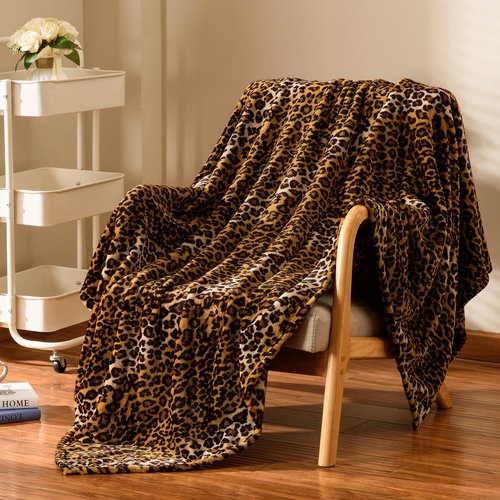 Excervent 3D Leopard Flannel Fleece Throw Blanket, 300 GSM Lightweight Cheetah Blanket for Couch Sofa Bed, Super Soft Cozy Warm Blankets, 50x70 inches, Brown