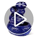 4-Tier Ceramic Tabletop Water Fountain, Cobalt Blue Cascading Indoor Decor