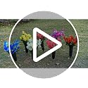 Tigeen 6-Set Red Cemetery Flowers for Grave with Vases and Spikes