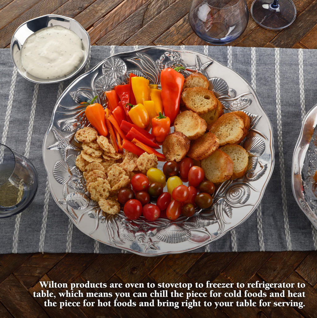 Wilton Armetale Coastal 2-Piece Chip And Dip Serving Set, 13.75-Inch, Large, Silver