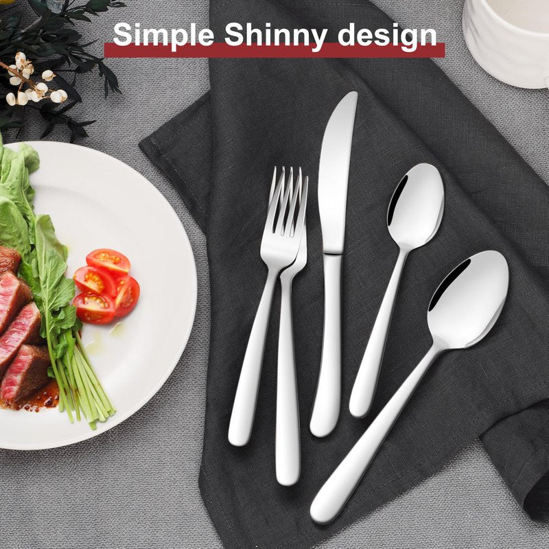 E-far Heavy Duty Silverware Set for 4, 20-Piece Stainless Steel Flatware Cutlery Set, Heavy Weight Metal Tableware Eating Utensils for Home Restaurant Weddings, Mirror Polished & Dishwasher Safe