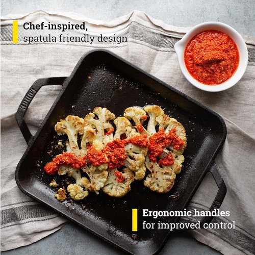 Lodge 11" Cast Iron Square Griddle - Superior Heat Retention for Indoor & Outdoor Cooking - Durable & Seasoned