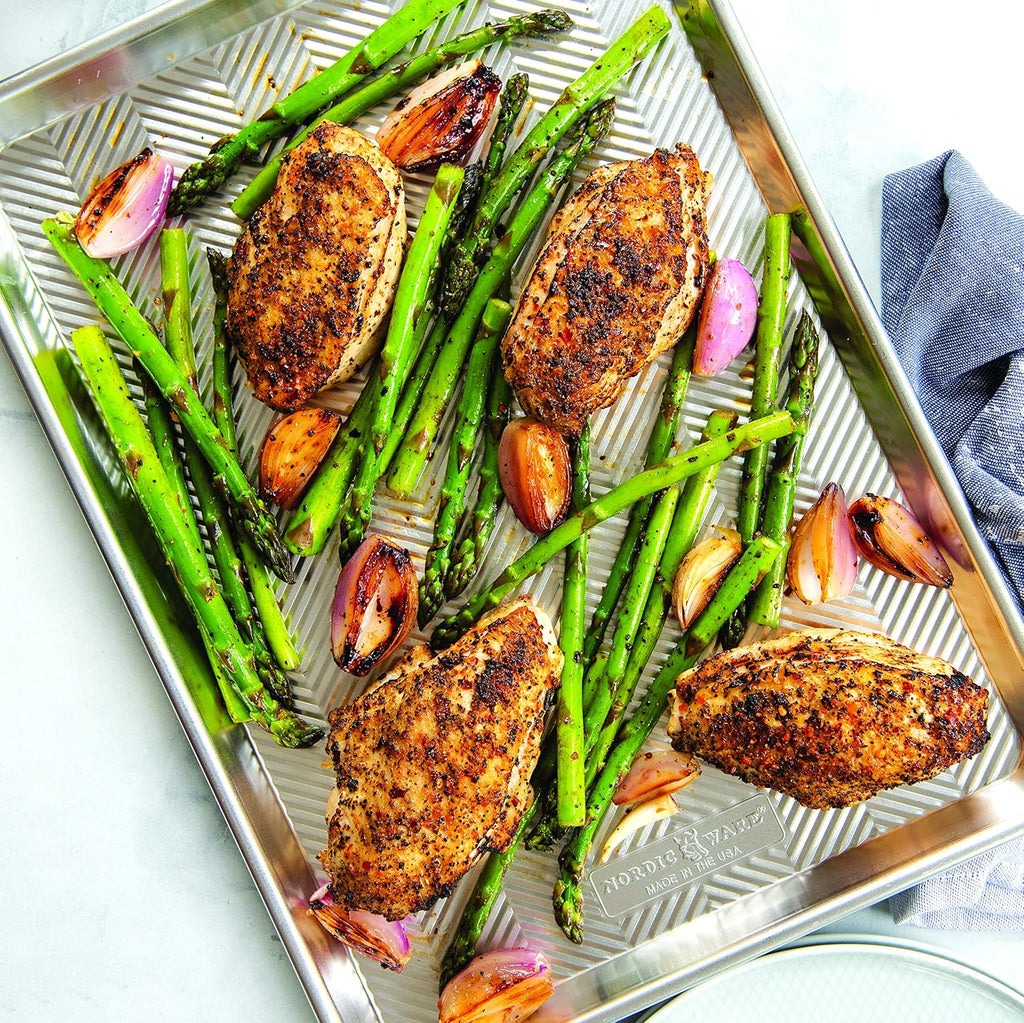 Nordic Ware Prism Baking Half Sheet Set - Durable Non-Stick Design | 2-Pack, Natural Finish