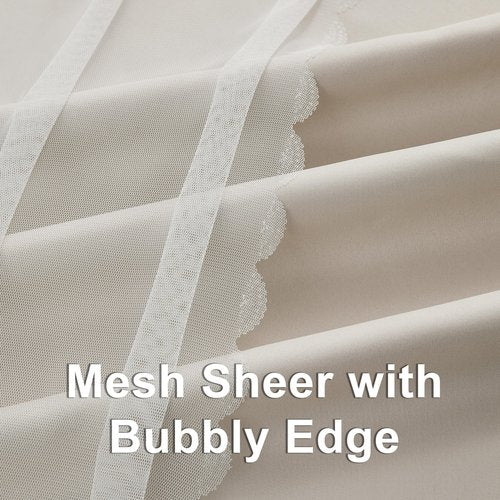 Bujasso Beige 80% Blackout Curtains with Sheer Overlay Mix and Match Double Layer Thermal Insulated Window Panels 95 inch for Bedroom Beige Drapes with Tiebacks Rod Pocket Back Tab 37" Wx95 Lx2