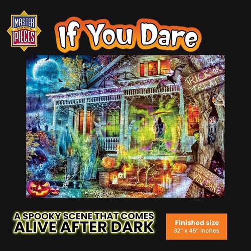 MasterPieces Halloween Glow In The Dark Jigsaw Puzzle - 1000 Piece Haunted House Design | Perfect Spooky Decor 19.25” x 26.75”