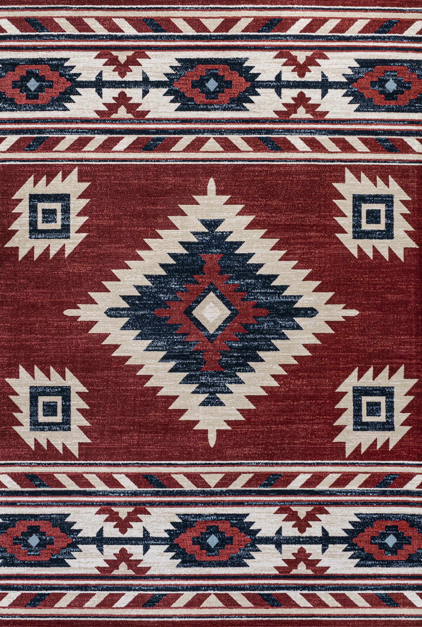 JONATHAN Y Medallion Southwestern Indoor Area Rug 5X8 Red/Navy/Cream, Serape for Living Room, Bedroom, Kitchen, Office, Easy-Cleaning, High Traffic, Pet-Friendly, Non-Shedding SWC100A-5