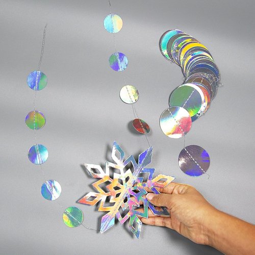 Cheerland Iridescent Snowflake Garland - Holographic Winter Wonderland Decorations | Perfect for Birthday, Baby Shower, Wedding