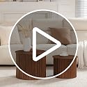 Fluted Round Nesting Coffee Table Set of 2, Modern Wood Accent Tables