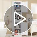 Walsunny Tall Bathroom Storage Cabinet with 6 Adjustable Shelves - Black / 1 Drawer