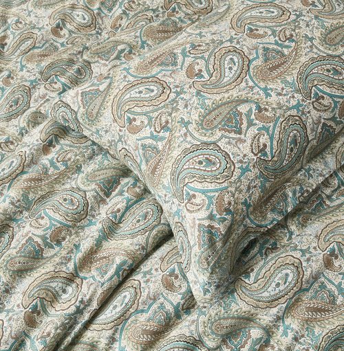 Chezmoi Collection Presley 3-Piece Queen Size Washed Cotton Paisley Comforter Set - Elegant Teal Ivory Brown Paisley Floral Printed Bedding Set Reversible Lightweight Comforter for All Season