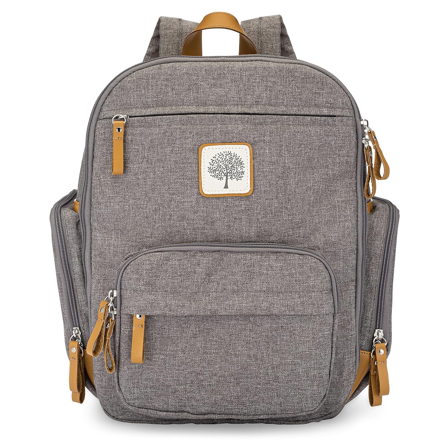 Parker Baby Diaper Backpack - Full Zip Diaper Bag with Insulated Pockets - Stylish Gray Design