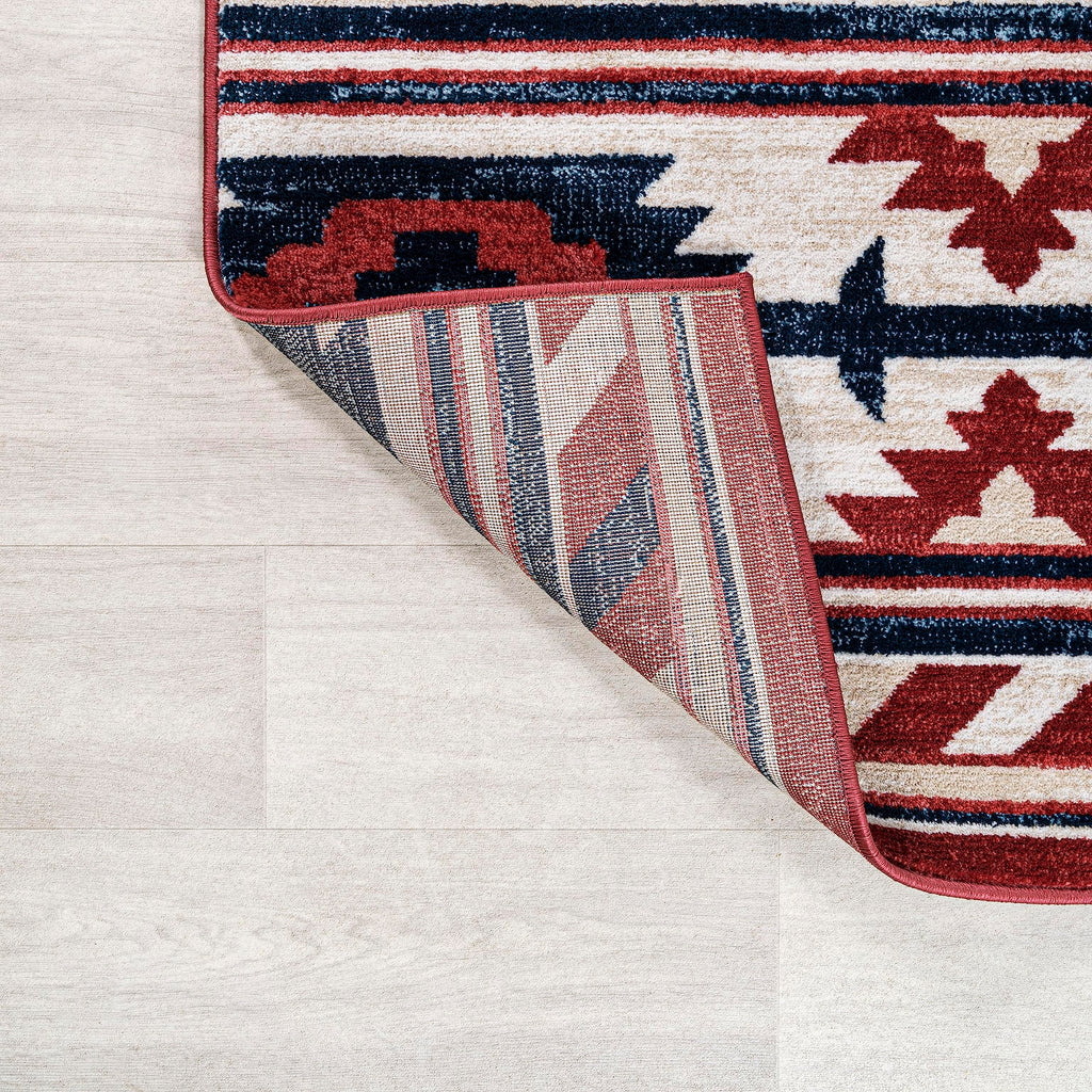 JONATHAN Y Medallion Southwestern Indoor Area Rug 5X8 Red/Navy/Cream, Serape for Living Room, Bedroom, Kitchen, Office, Easy-Cleaning, High Traffic, Pet-Friendly, Non-Shedding SWC100A-5