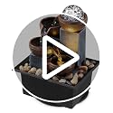 4-Tier Indoor Tabletop Water Fountain with LED Lights & River Rocks
