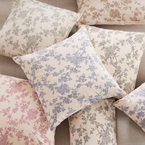 YZJZEDS 100% Cotton French Pastoral Throw Pillow Covers Set of 2, 22x22 Inch Brown Farmhouse Decorative Cushion Covers for Sofa Bed Living Room Home Decor