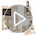 4-in-1 Foldable Toddler Kitchen Helper Stool with Blackboard