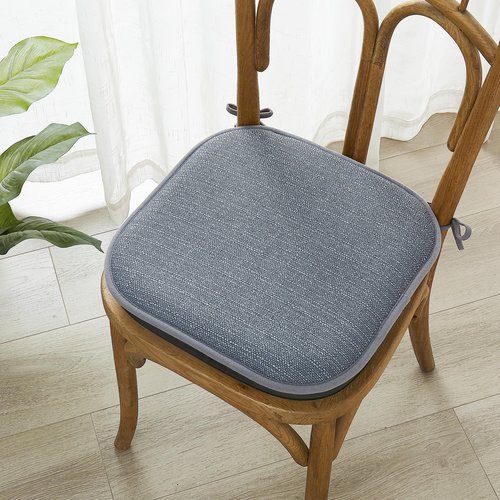 Elegant Comfort Chair Cushion Covers with Ties and Non Skid Rubber Backing-Thick Memory Foam - Soft Cushion Pad- Rounded Square Seat Cover- 16 x 16 Inches - Set of 6 Mosaic Textured Pattern, Gray