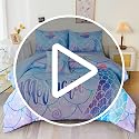 6-Piece Mermaid Tail Comforter Set - Twin Size Colorful Fish Scale Bedding