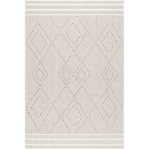 nuLOOM 4' x 6' Plush Indoor/Outdoor Area Rug, UV-Resistant, Long Loop Construction, Oeko-TEX Certified, Paito, Balcony, Jacinda Light Grey