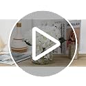 White Silk Hydrangea Artificial Flowers in Glass Vase with Faux Water