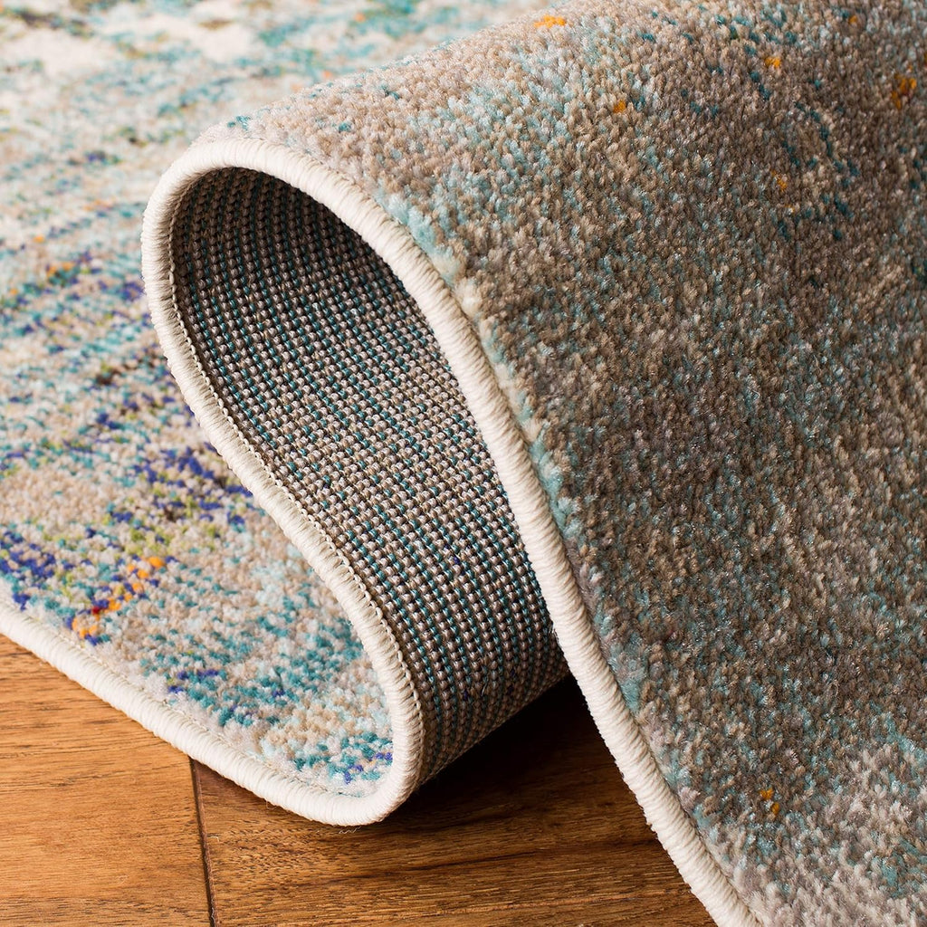 SAFAVIEH Area Rug 8x10 - Madison Collection - Modern Grey & Blue Abstract Design | Non-Shedding & Easy to Clean for Living Room, Bedroom, Office, Dining Space