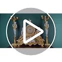 GENUINQ 23 Inch Vintage French Rococo Mantel Clock with Candleholders Set