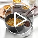 Nonstick Saucepan with Lid - 1.5 Quart Granite Small Cooking Pot for Induction