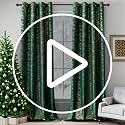 Chorowl Green and Gold Velvet Curtains 52x90 in (Pack of 2) - Gilded Foil Print Living Room