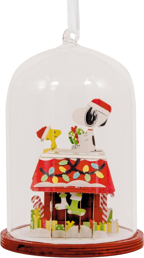 Hallmark Peanuts Snoopy's Doghouse Christmas Ornament - Glass & Paper | Perfect Gift for Peanuts Fans