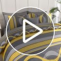 Queen Bed in a Bag Comforter Set - 8-Piece Yellow Patchwork Striped Boho