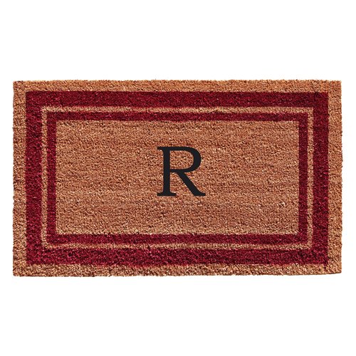Calloway Mills 152992436R Burgundy Border 24" x 36" Monogram Doormat (Letter R)