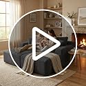 Oversized Modular Corduroy Loveseat Chaise Lounge with 4 Pillows