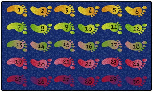 Flagship Carpets Counting Feet Rainbow Numbers Educational Rug for Classroom Carpet or At Home Educational Learning Area, Playroom, Kid's Bedroom Mat, 3' x 5', Blue/Multi-Color