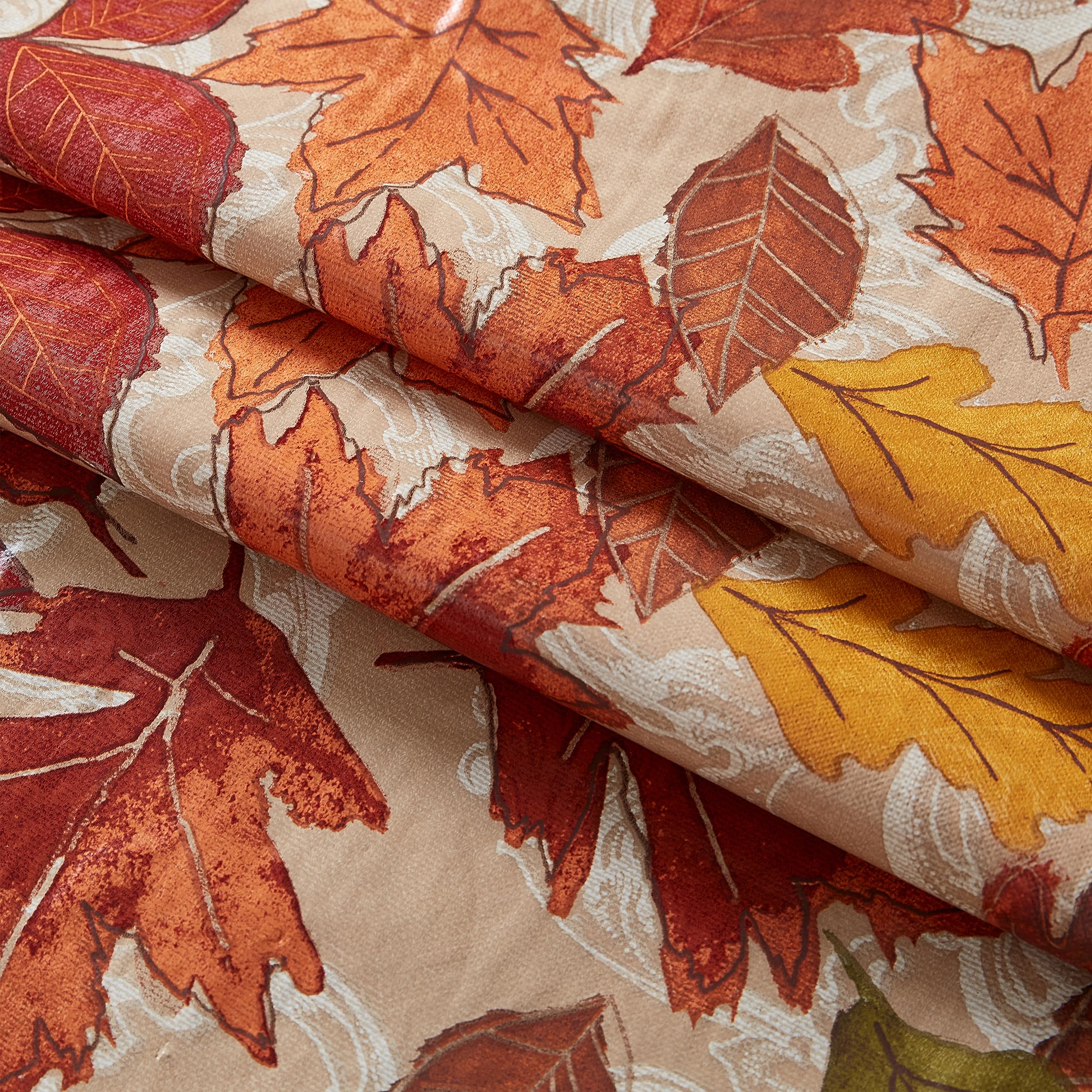 Newbridge Thanksgiving Leaves are Falling Vinyl Tablecloth with Flannel Backing Fall Season Contemporary Leaf Design, 60 x 84 Inch Rectangle Table Cover