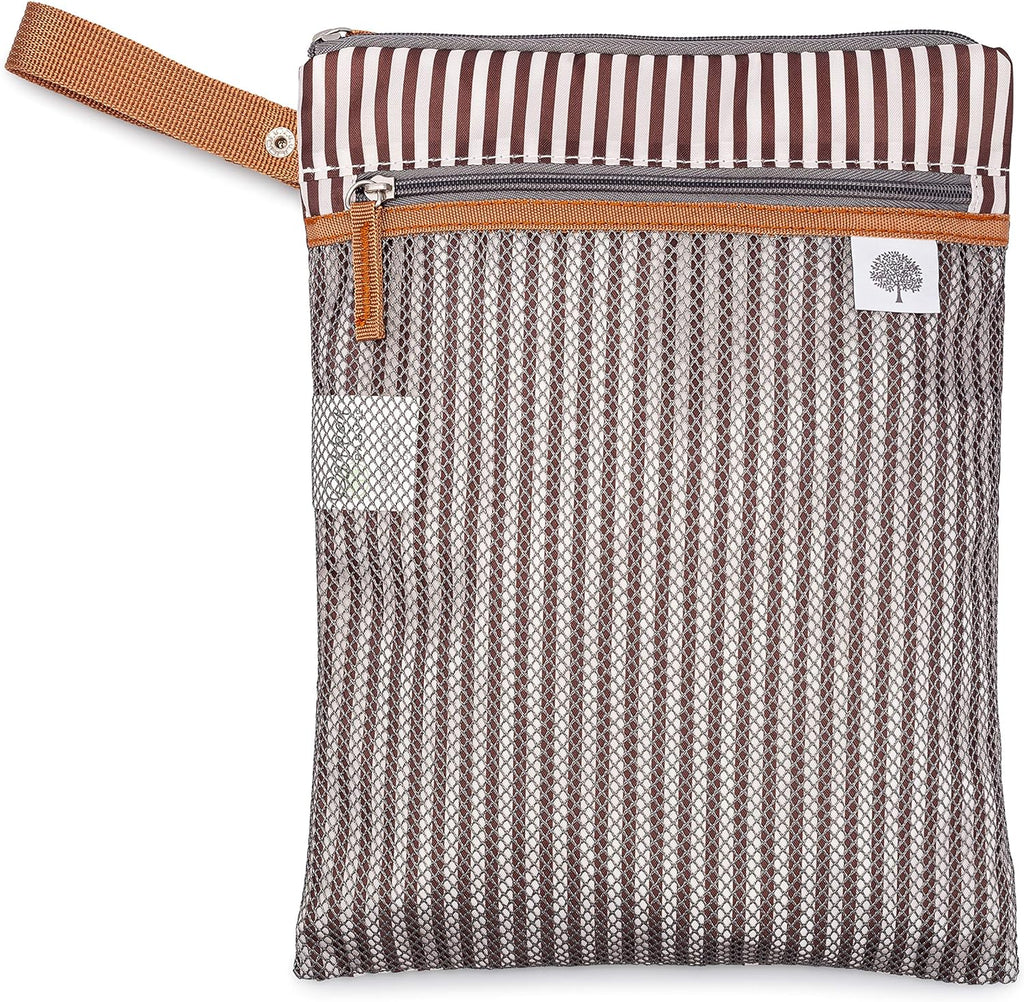 Parker Baby Cloth Diaper Wet Dry Bag - Waterproof Reusable Accessory with Mesh Organizer & Zippered Pocket