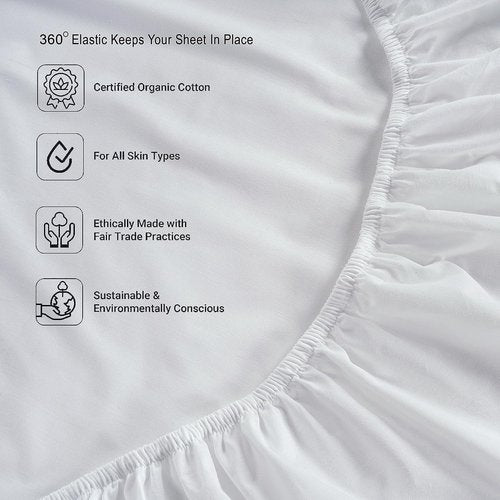 LANE LINEN 100% Organic Cotton Twin XL Sheets Set - Ultra Soft 3-Piece Percale Bedding, Fits Mattresses Up to 15" Deep - White (2 Pack)