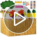 Tropical Luau Party Decorations Set with 9ft Grass Table Skirt & Accessories