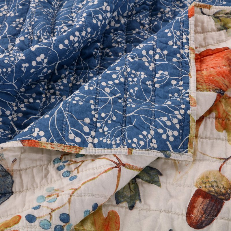 Greenland Home Willow Novelty Forest Animals Reversible Quilt Set, 2-Piece Twin, Natural