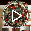 30-Inch Pre-Lit Christmas Wreath with LED Lights, Red and Gold Ornaments