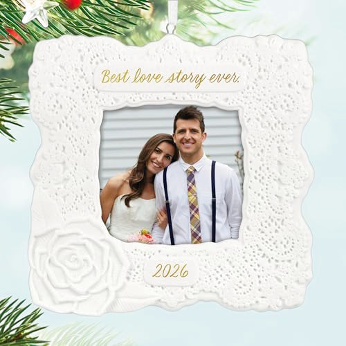 2026 Hallmark Keepsake Christmas Ornament - Best Love Story Ever Photo Frame Bridal Gift